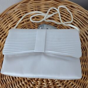 Wedding Clutch White Satin Handbag Purse Dazzler Optional Strap Prom Anniversary